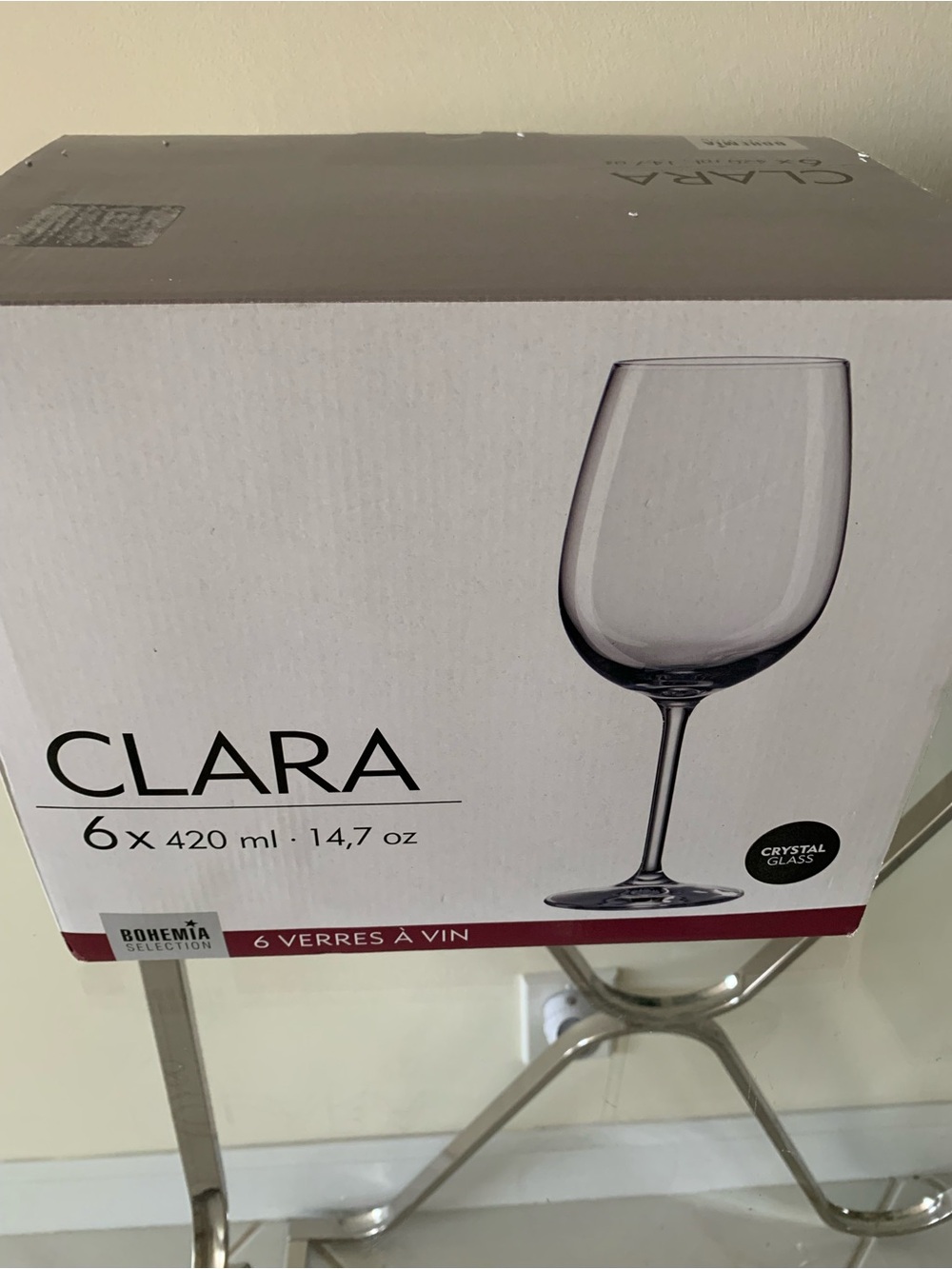 Bohemia Clara Crystal Glass Wine Glasses - Set of 6